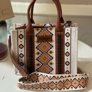 Wrangler yellow and cream Aztec cross body tote